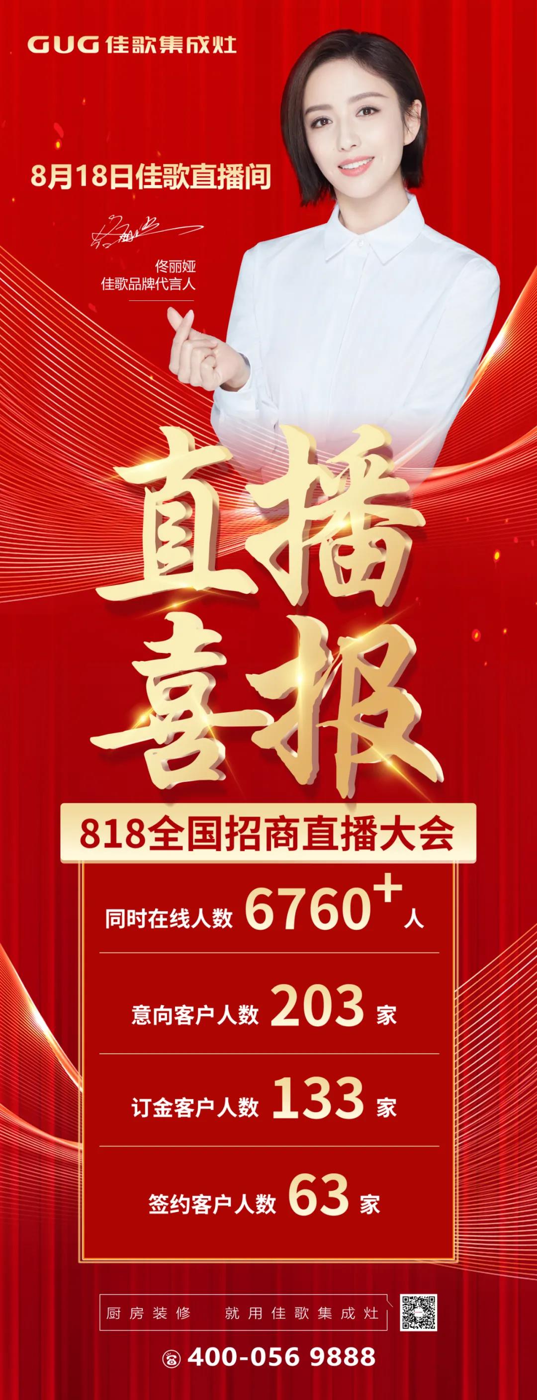 狂攬63家新商！“星耀佳歌·一路佟行——佳歌集成灶線上直播財富峰會”完美收官！